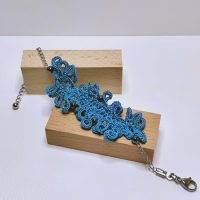 Collection Algues - Soie bleue turquoise et hématite