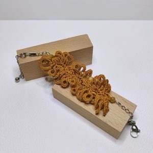Bracelet soie ocre et oeil-de-tigre gold