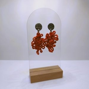 B.O. dentelle de soie orange et perles de cornaline