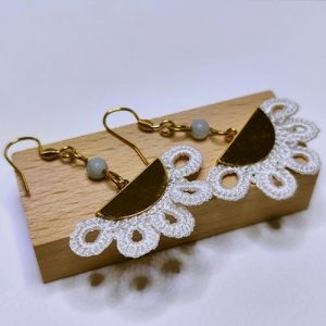 Collection Pharaon - B.O. soie blanche et amazonite