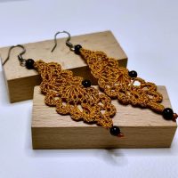 Collection ailes de Papillon - soie ocre et oeil-de-tigre