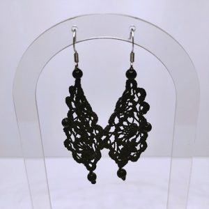 Boucles d'oreilles dentelle noire et onyx