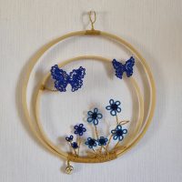 Suspension en bambou et dentelle de soie