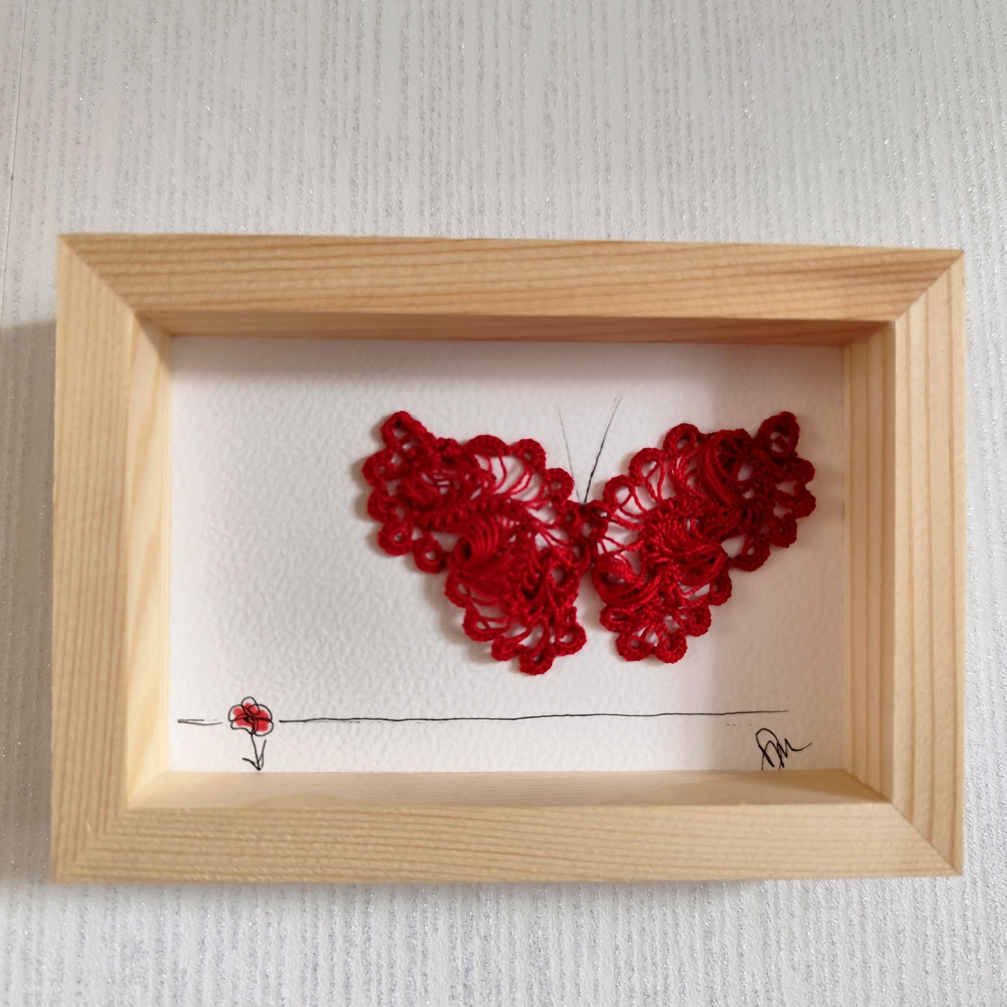Mini-cadre papillon rouge