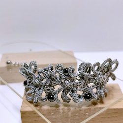 Collection Algues - soie grise et hématite