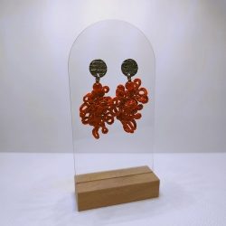 B.O. dentelle de soie orange et perles de cornaline